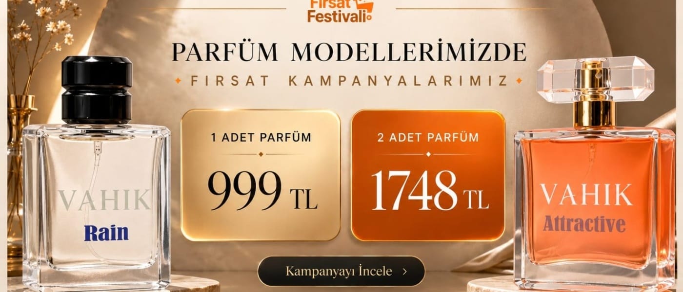 Parfüm modellerinde fırsat kampanyası: 1 adet parfüm 999 TL, 2 adet parfüm 1748 TL.
